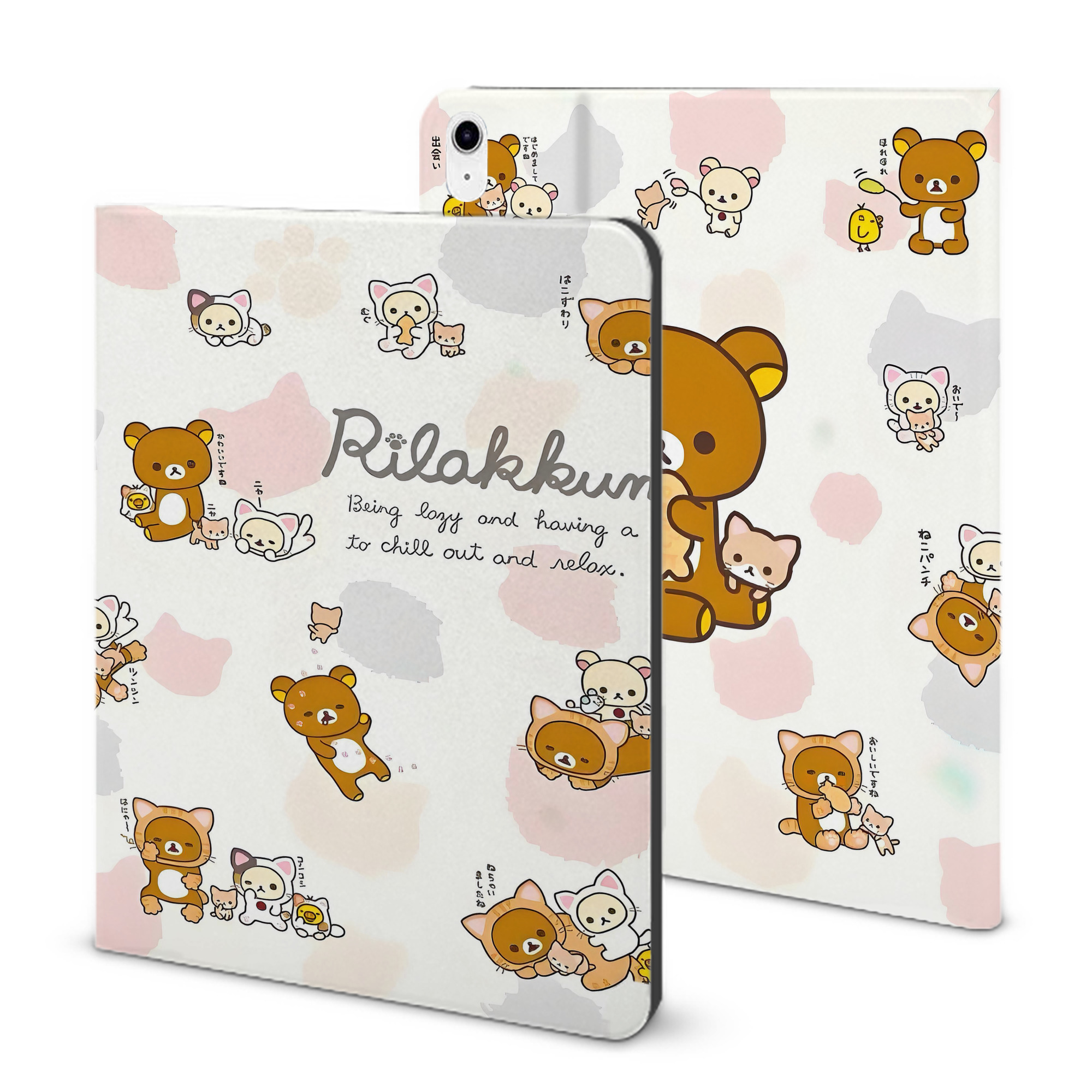 （画像用） リラックマ リラックマ キイロイトリ Rilakkuma Korilakkuma Kiiroitori IPad ケース ブック型 PUレザー TPU 耐衝撃 軽量 薄型 ペン収納なし 全面保護 IPad 各モデル対応